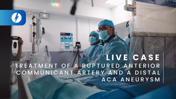 Treatment of a ruptured anterior communicant artery and a distal ACA aneurysm