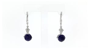 4.80 ct. t.w. Sapphire Drop Earrings with Diamond Accents in Sterling Silver