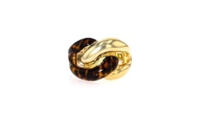 Italian Leopard Print Enamel Link Ring in 18kt Gold Over Sterling
