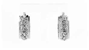 Sterling Silver Beaded-Edge Byzantine Hoop Earrings. 1