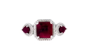 3.40 ct. t.w. Ruby Three-Stone Ring in Sterling Silver