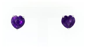 5.50 ct. t.w. Amethyst Heart Stud Earrings in Sterling Silver