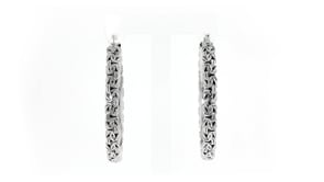 Sterling Silver Extra Large Byzantine Hoop Earrings. 1 78