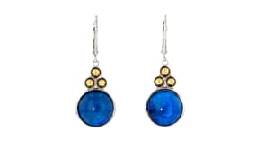 Lapis Drop Earrings in Sterling Silver with 14kt Yellow Gold