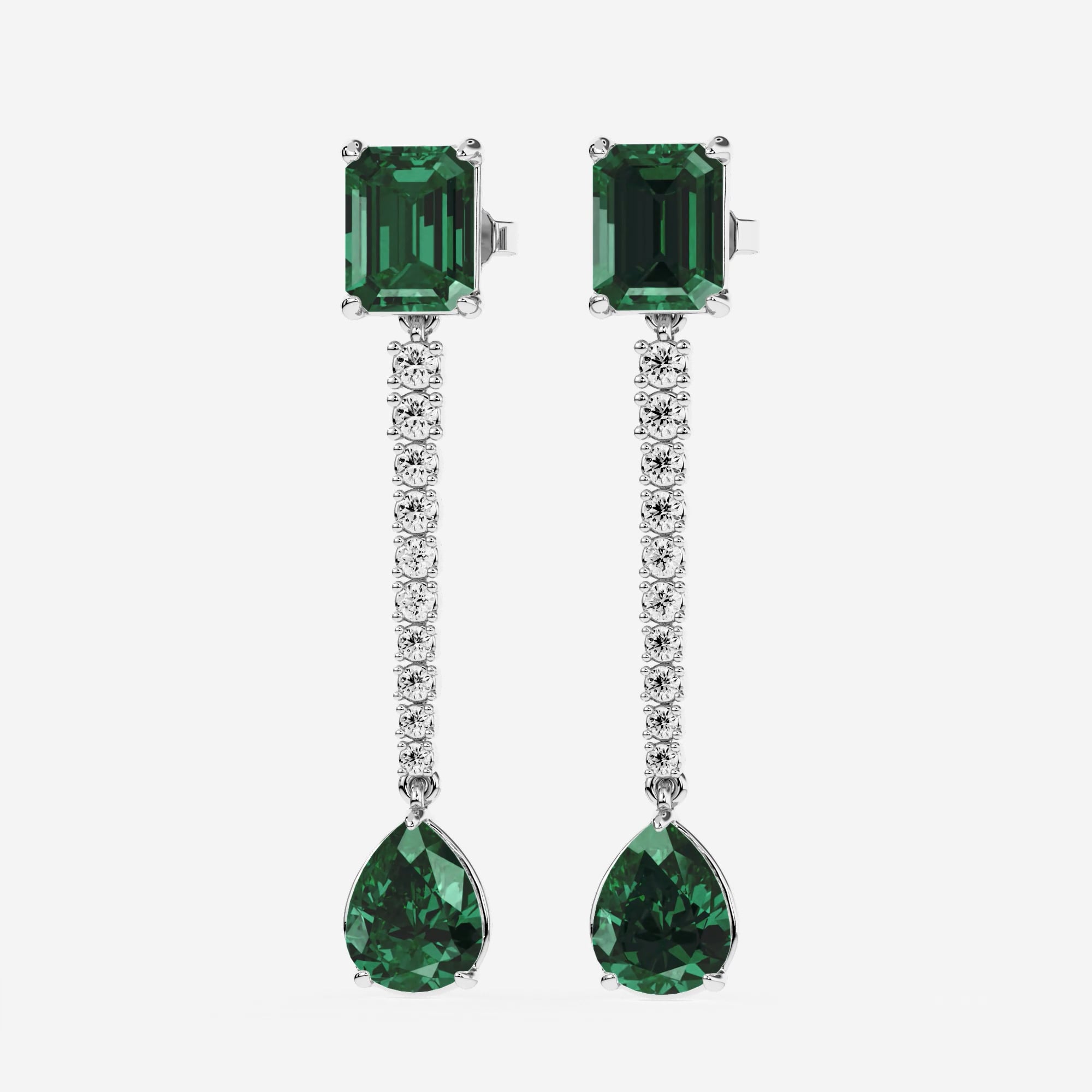 EMERALD CUT RAINBOW EARRINGS - SIZE L main image 1