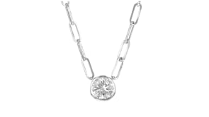 1.00 Carat Bezel-Set Diamond Solitaire Paper Clip Link Necklace in 14kt White Gold
