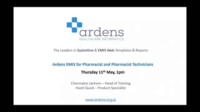 New Starter Training - Pharmacists and Pharmacist Technicians (Ardens EMIS)