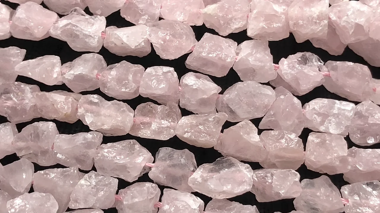 ローズクォーツ ラフロックタンブル 1連｜天然石ビーズの卸問屋・通販