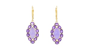 Lavender Jade and 2.80 ct. t.w. Amethyst Drop Earrings in 18kt Gold Over Sterling