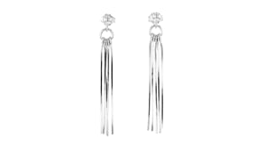 Italian Sterling Silver Snake-Chain Fringe Drop Earrings