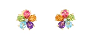 3.20 ct. t.w. Multi-Gemstone Flower Earrings with Diamond Accents in 18kt Gold Over Sterling