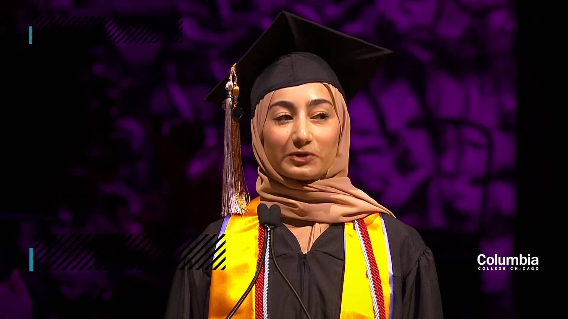 Noha Alhams, student speech Columbia College Chicago Commencement