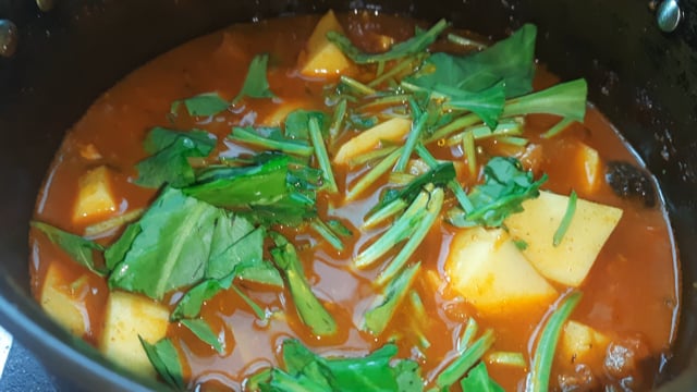 Spinach Curry, Potato Recipe, Indian Potato Spinach Curry. Free Stock