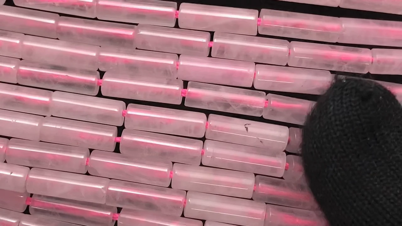 ローズクォーツ チューブ13×4×4mm 1連｜天然石ビーズの卸問屋・通販