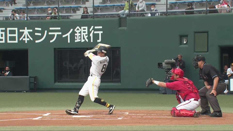 【ファーム】初球をセンター前へ!! ホークス・牧原大成 実戦復帰後初打席でヒットを放つ!!  2023年5月19日 福岡ソフトバンクホークス 対 広島東洋カープ