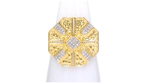 15 ct. t.w. Diamond Octagonal Ring in 18kt Gold Over Sterling