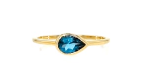 70 Carat London Blue Topaz Ring in 14kt Yellow Gold
