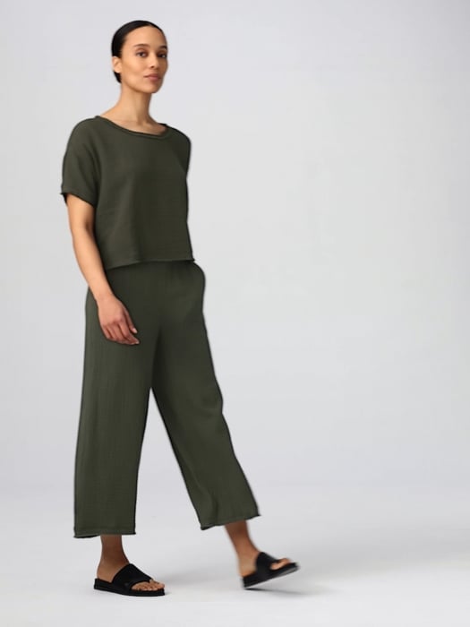 Organic Cotton Gauze Wide-Leg Pant | EILEEN FISHER Organic Cotton Gauze Wide-Leg Pant | EILEEN FISHER