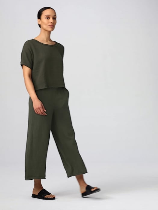 Organic Cotton Gauze Wide-Leg Pant