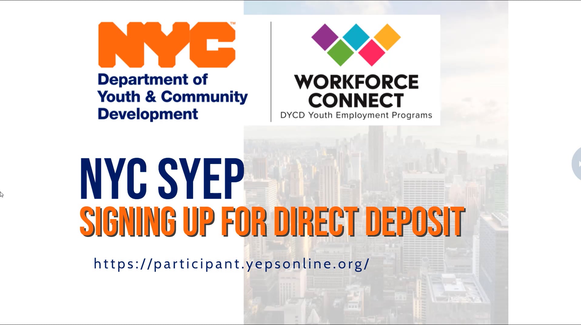 NYC SYEP Signing Up for Direct Deposit on Vimeo
