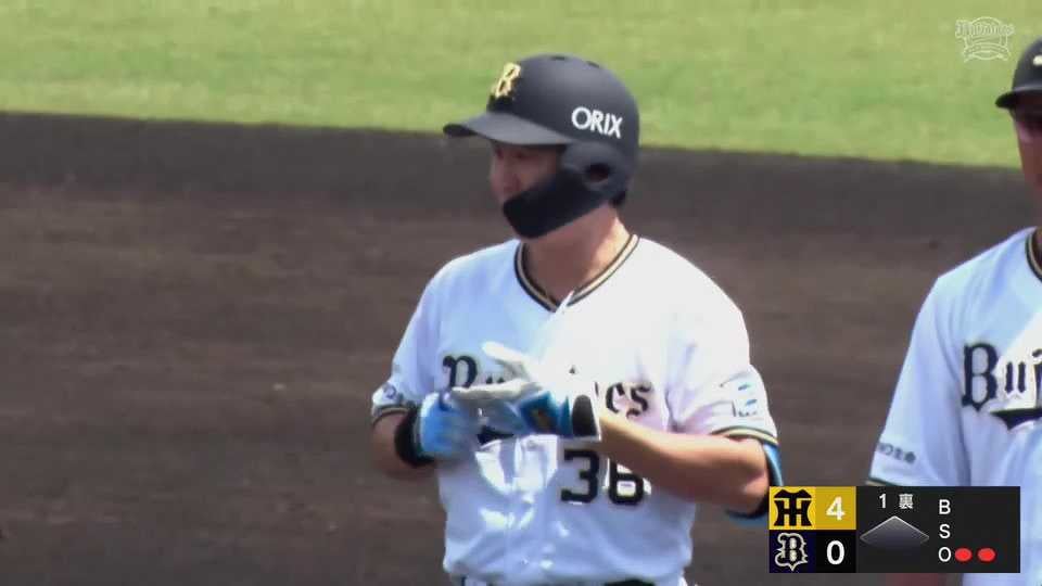 【ファーム】バファローズ・山足達也 センター前にしぶとく運んで1点を返す!!  2023年5月21日 オリックス・バファローズ 対 阪神タイガース