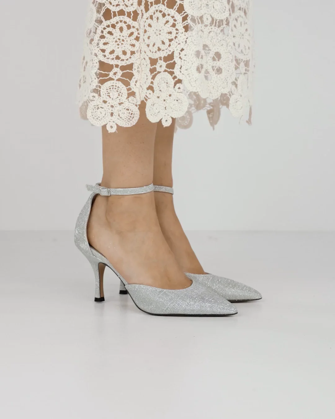 Pumps woman heel 7 cm silver glitter | Barca Stores Pumps woman heel 7 cm silver glitter | Barca Stores