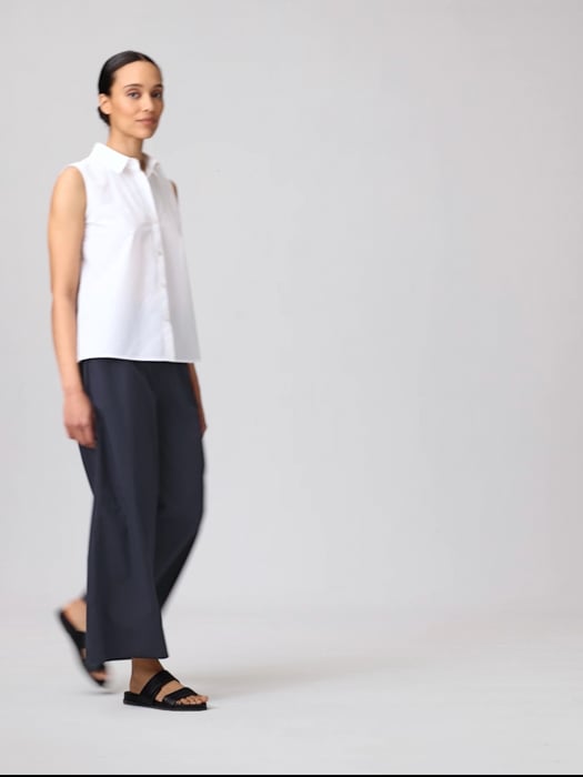 Cotton Poplin Relaxed Ankle Pant