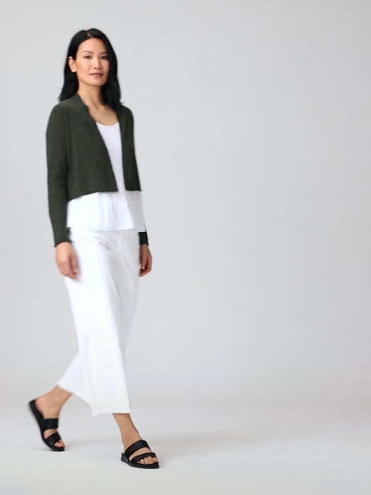 Organic Linen Cotton Jersey Cropped Cardigan | EILEEN FISHER Organic Linen Cotton Jersey Cropped Cardigan | EILEEN FISHER