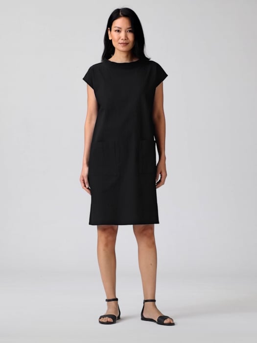 Organic Cotton Pucker Mock Neck Dress | EILEEN FISHER