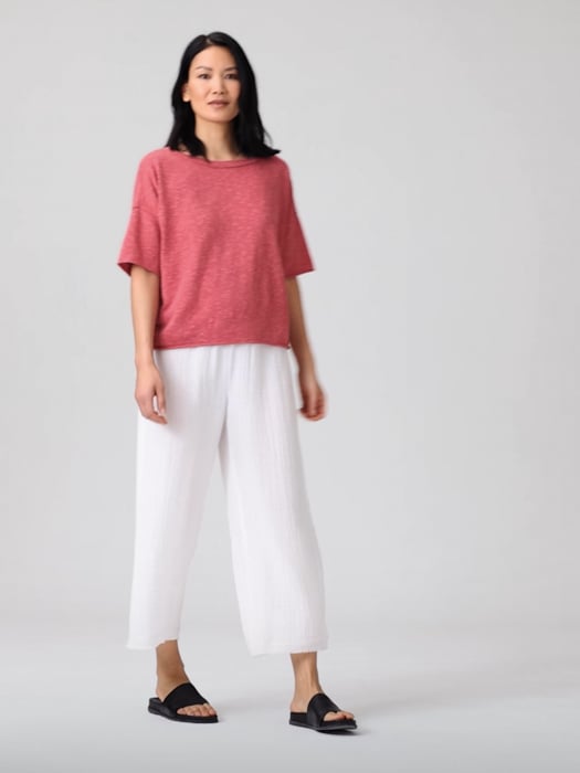 Organic Linen Cotton Slub Bateau Neck Top | EILEEN FISHER