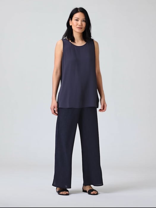 Woven Plissé Wide-Leg Pant | EILEEN FISHER