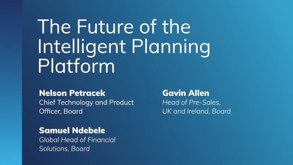 Keynote: The Future of the Intelligent Planning Platform