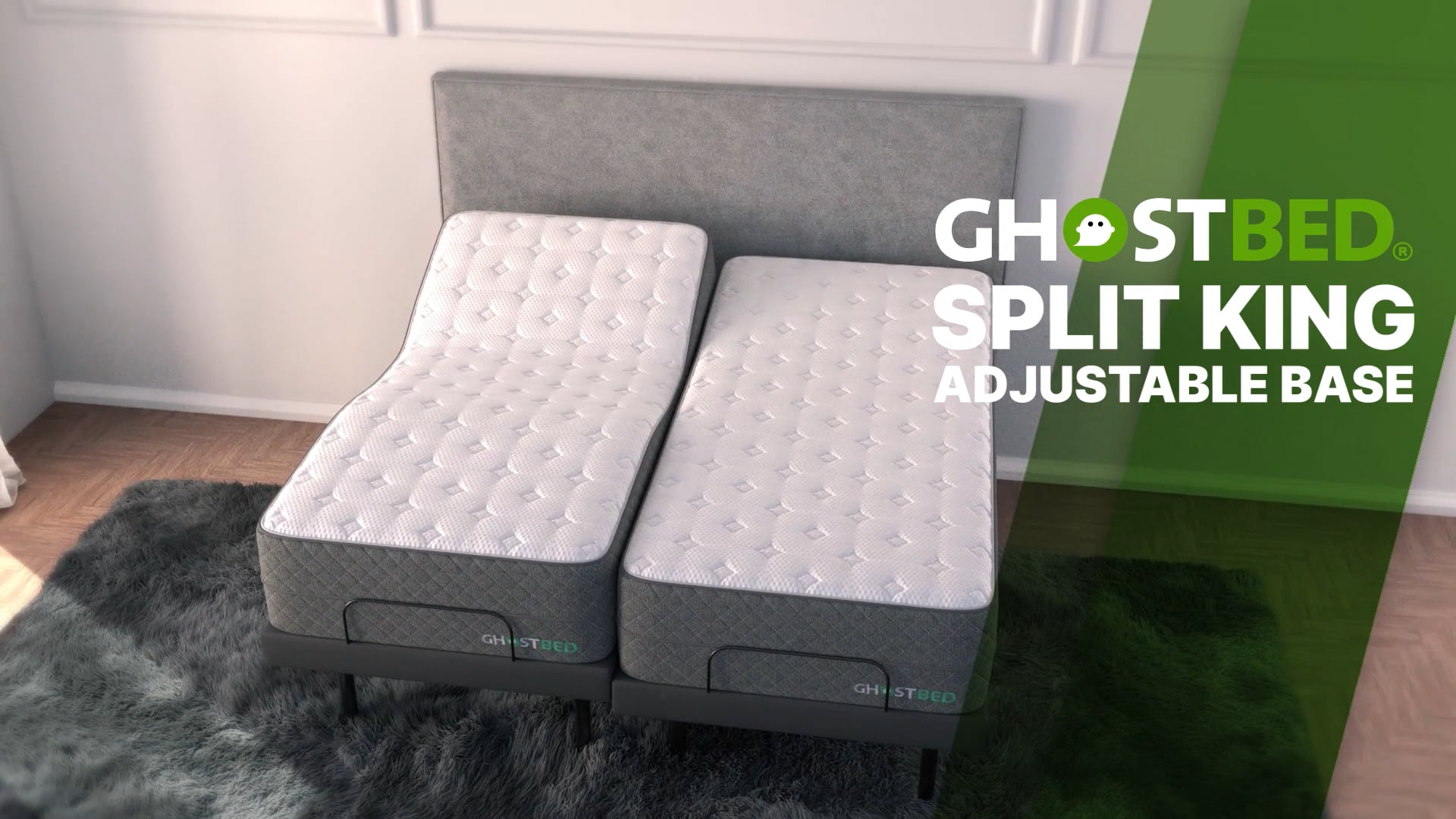 GhostBed Split King (2 Twin XLs) Adjustable Base Set on Vimeo