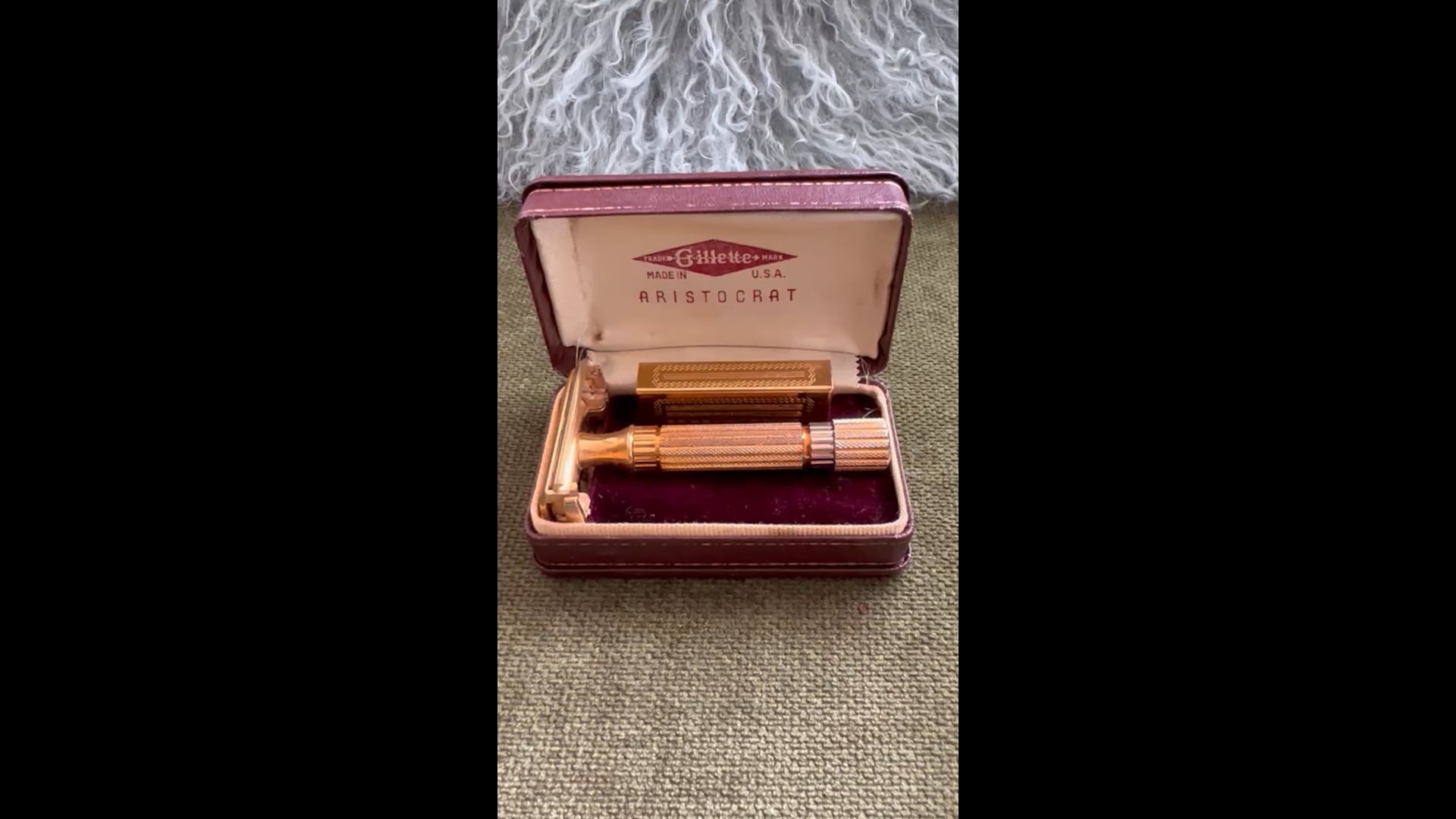 Vintage Gillette Gold Plated Aristocrat Safety Razor with Case and