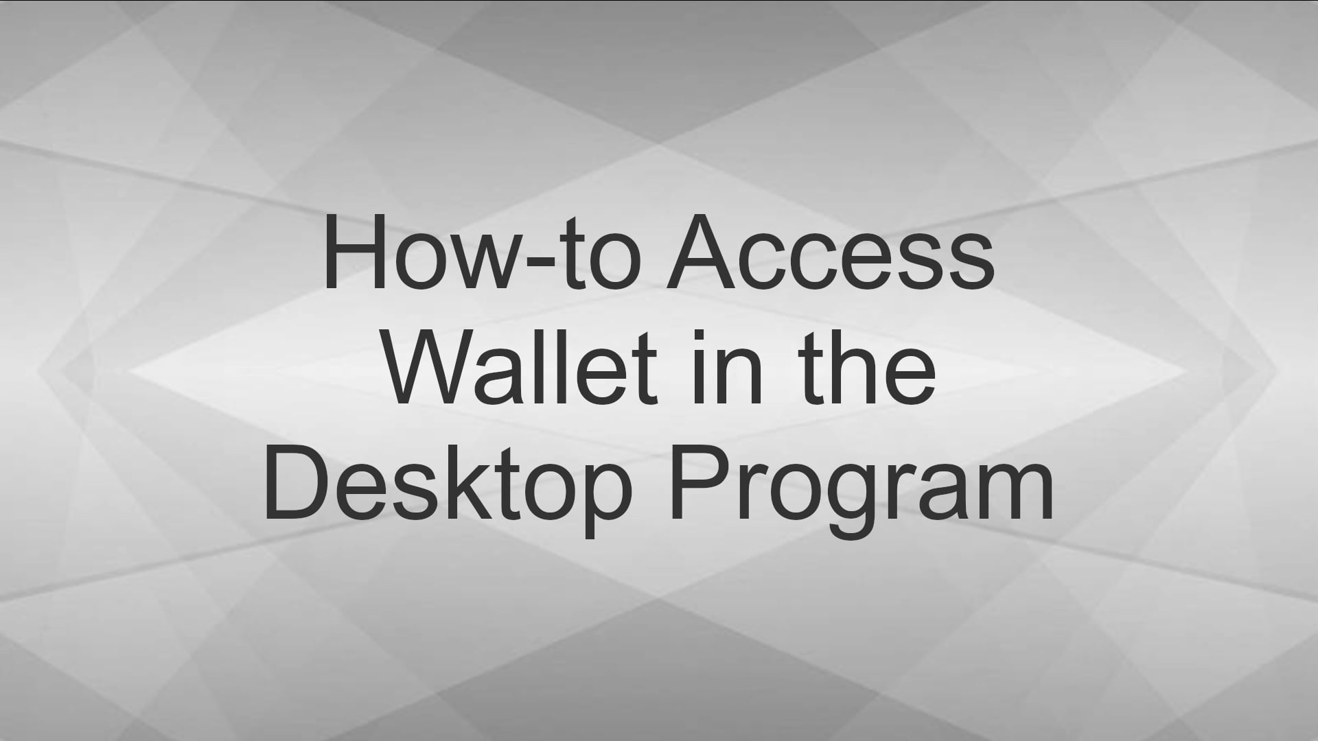 Howto Access Wallet in the Desktop Program on Vimeo