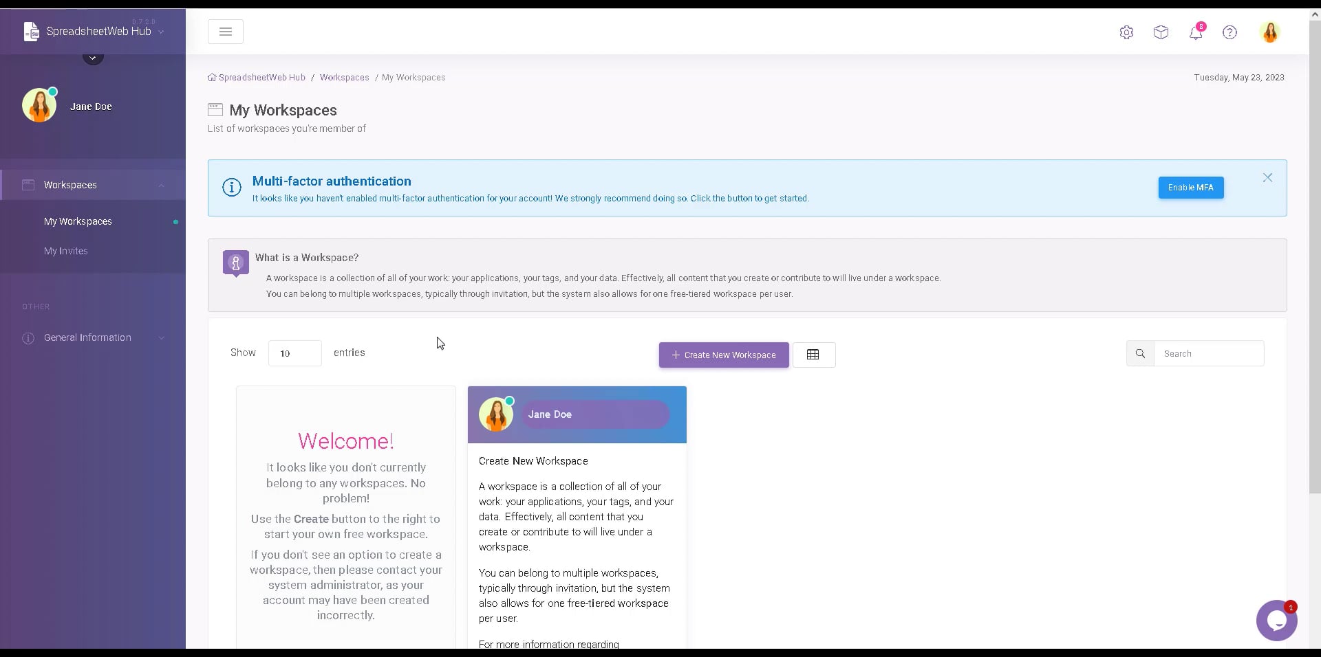 How to create a new workspace on Vimeo