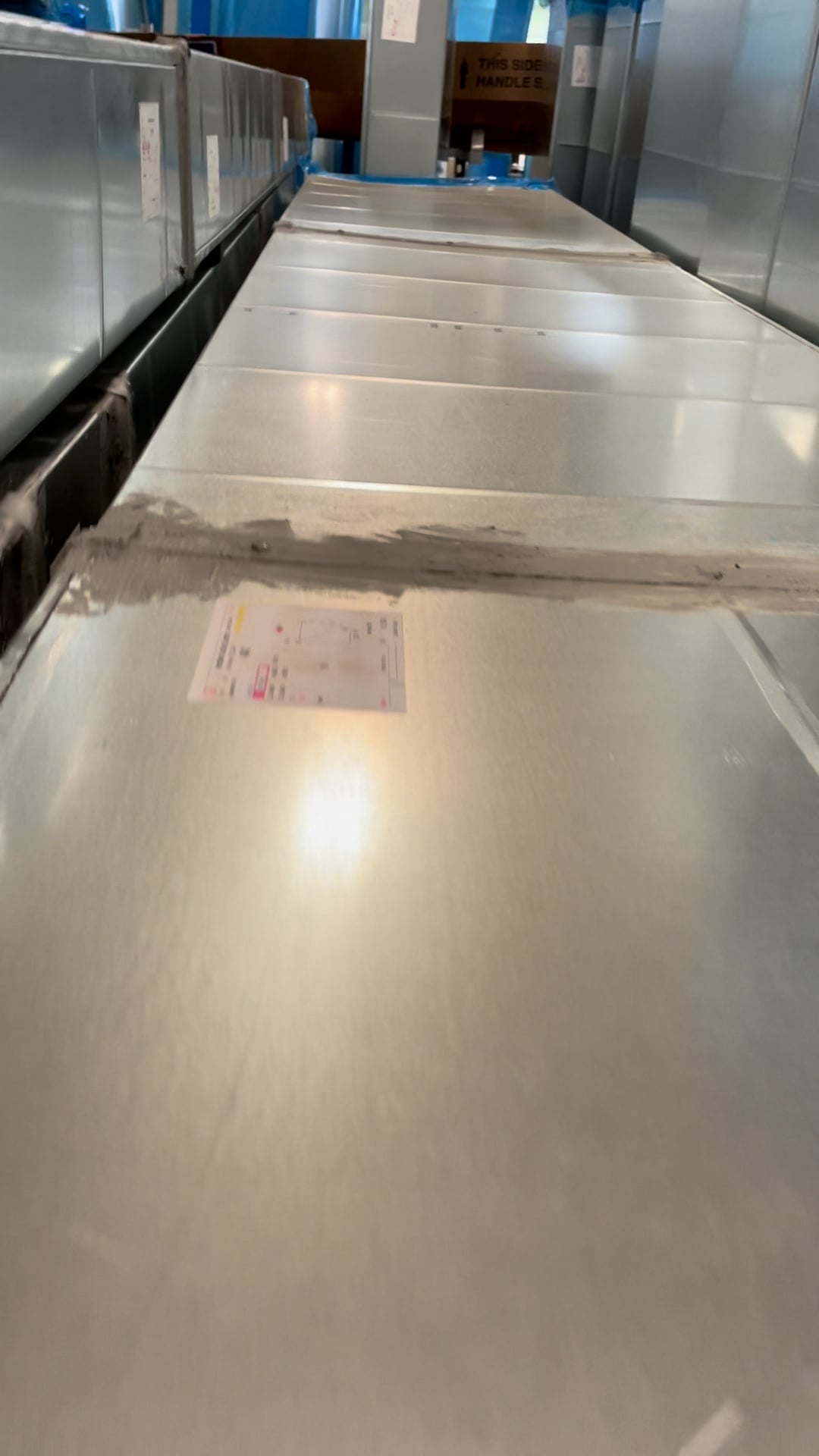 Slip and Drive Ductwork segmented and sealed in Duct Shop ready for Job