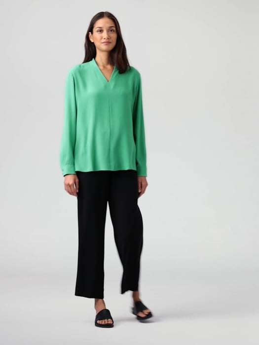 Zara, Tops, Zara White V Neck Longline Blouse With Side Pleats Size Large