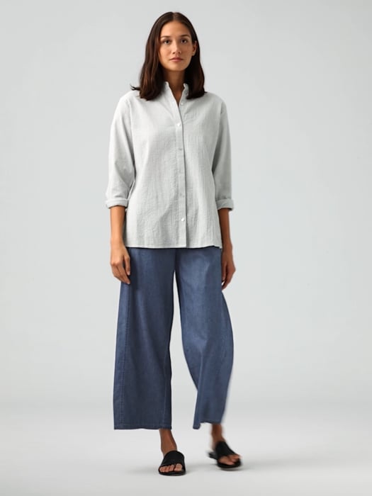 Airy Organic Cotton Twill Wide Trouser Pant | EILEEN FISHER