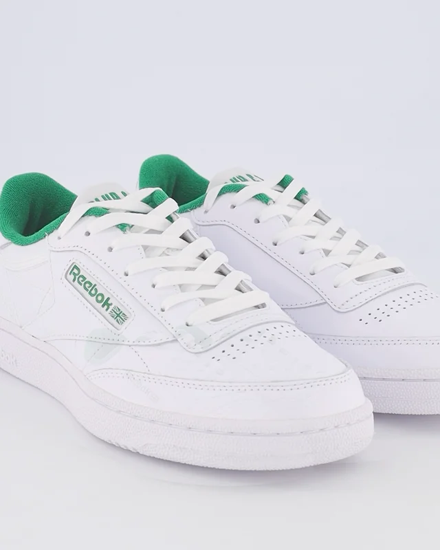 Reebok white & green hot sale club c 85 trainers