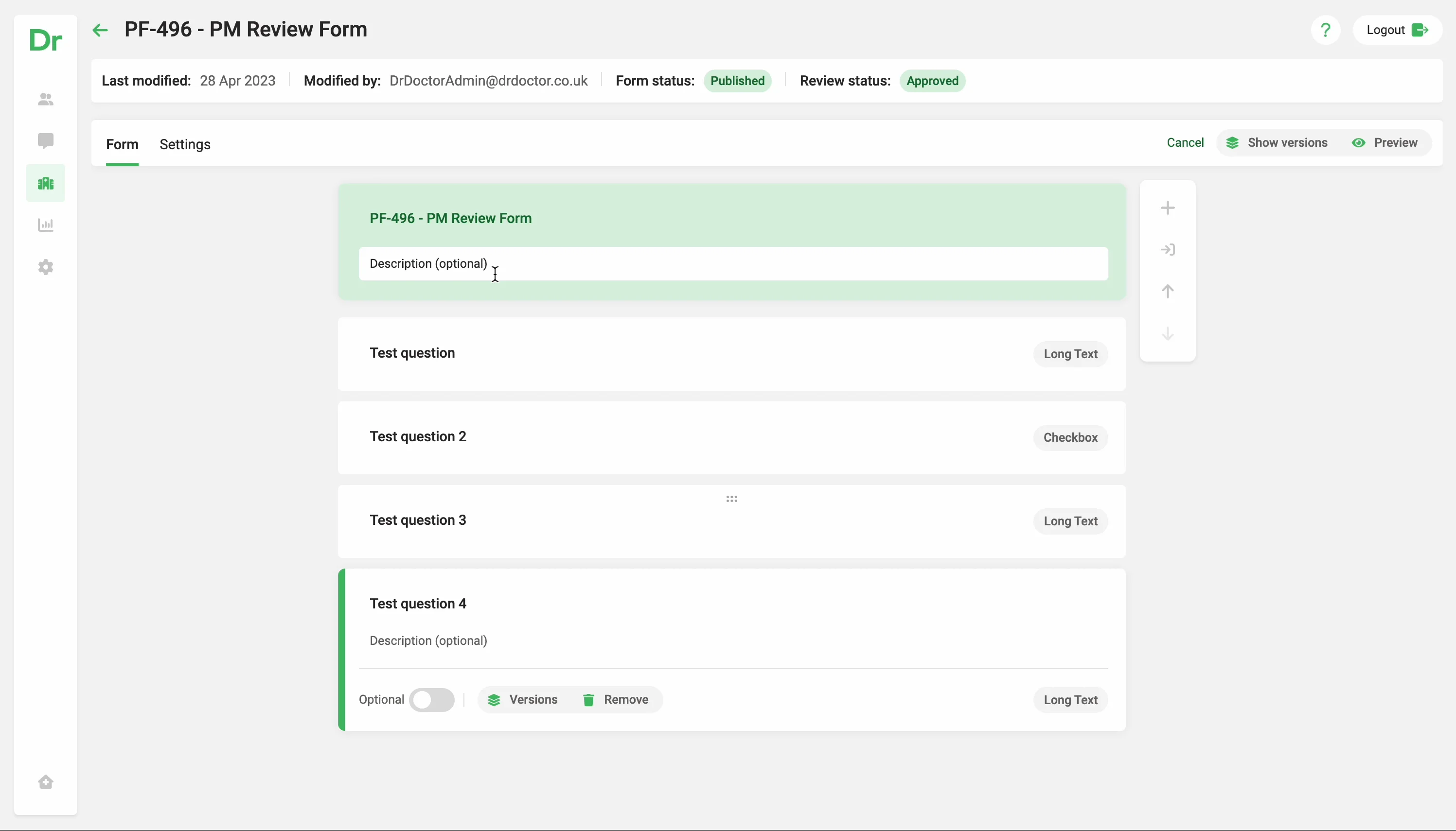 Edit a form on Vimeo