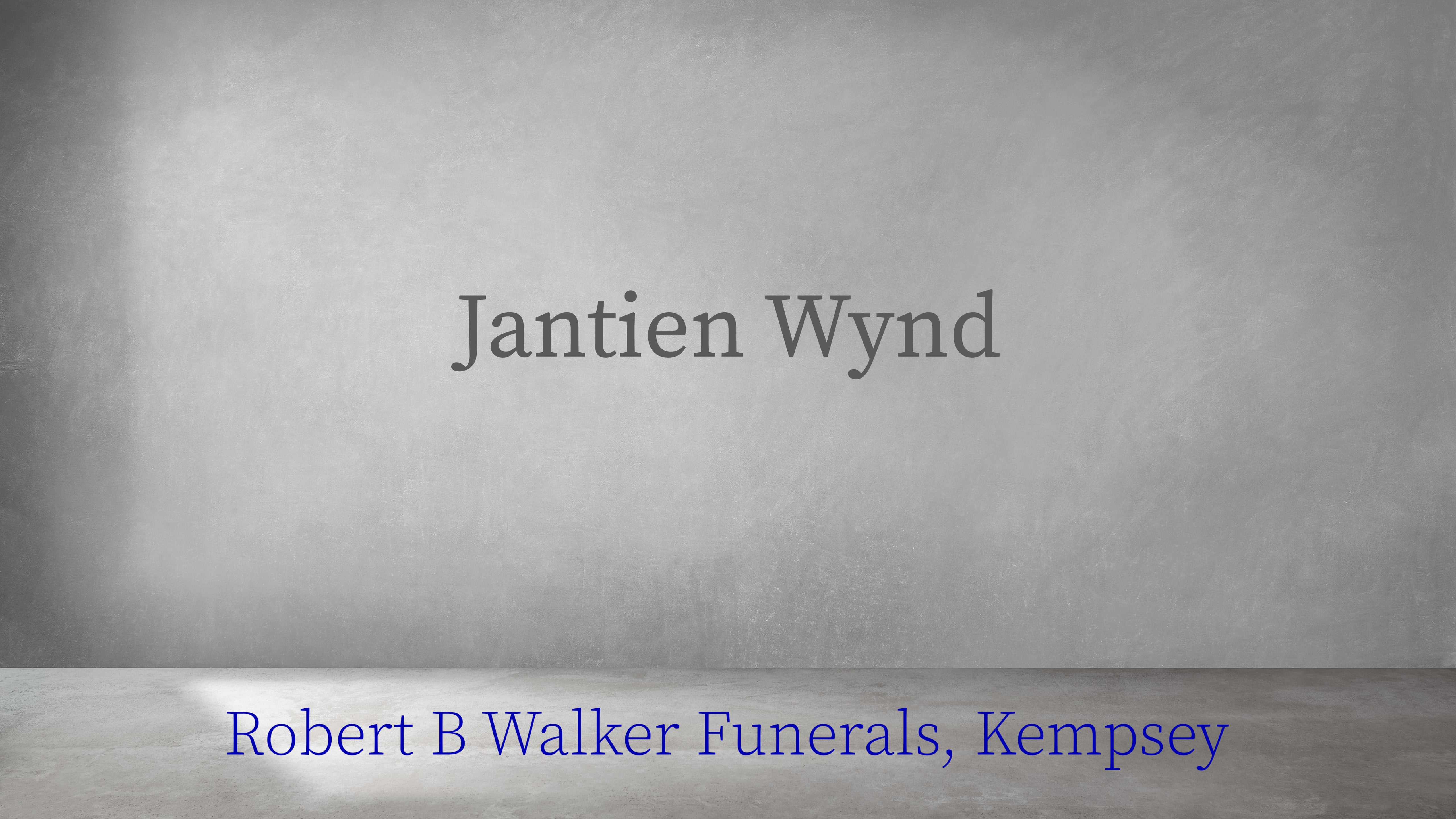 Robert B Walker Funerals - Jantien Wynd (Bernard Laverty Funerals) On Vimeo