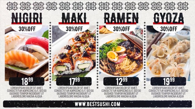 créer votre menu pour écran, menu board, menu animé, vidéo menu