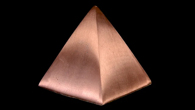Native Michigan scuptured solid copper pyramid on cork base 2 tall
