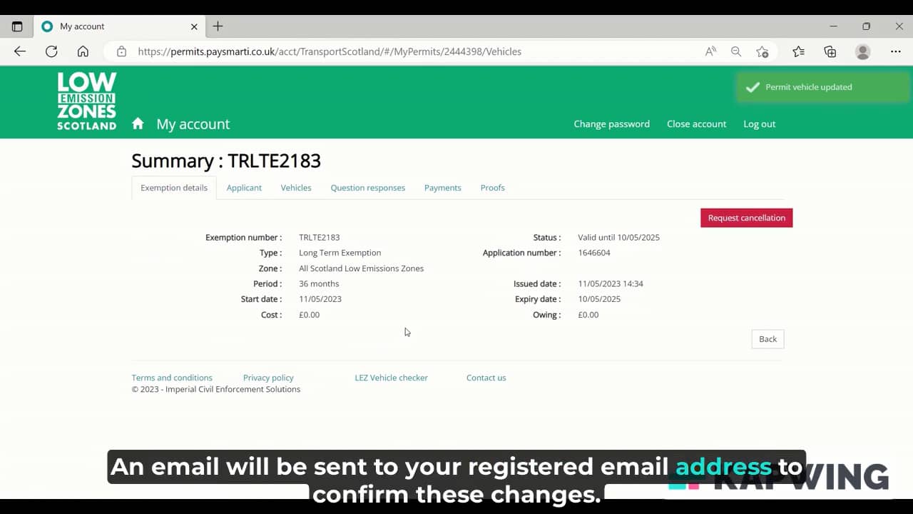 Scottish Low Emission Zones Exemption System Changing Your Exempt Vehicle on Vimeo