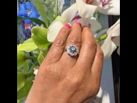 Diamond Sapphire Platinum Cluster Ring 10595-5002