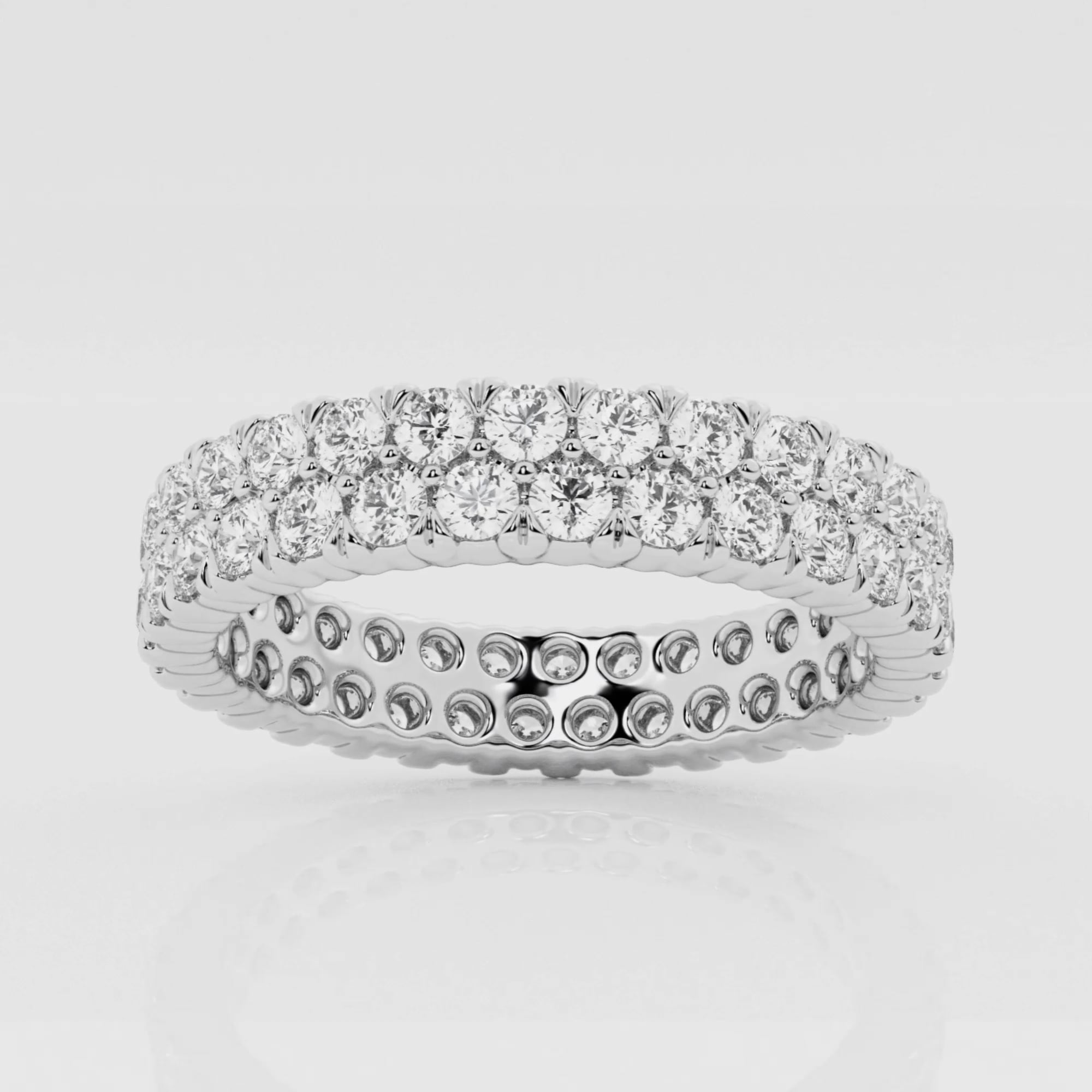 Wishrocks Men's 1 Carat Moissanite Eternity Band - 14K Gold Over Sterling Silver, Double Row Wedding Ring, Gift For Him - View #3