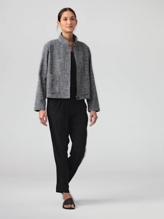Organic Cotton Tweed Stand Collar Jacket | EILEEN FISHER Organic Cotton Tweed Stand Collar Jacket | EILEEN FISHER