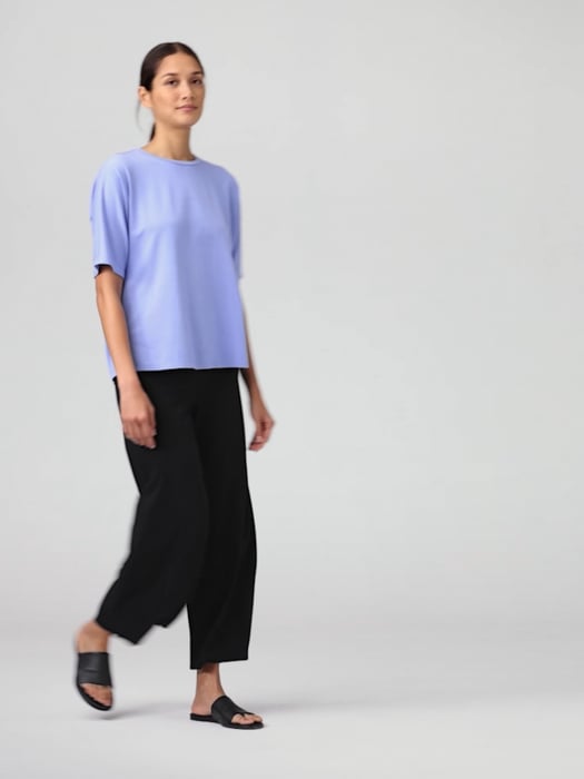 Eileen Fisher Tencel™ Lyocell Stretch Knit Jersey Wide Leg High Slit Hem  Ankle Pants