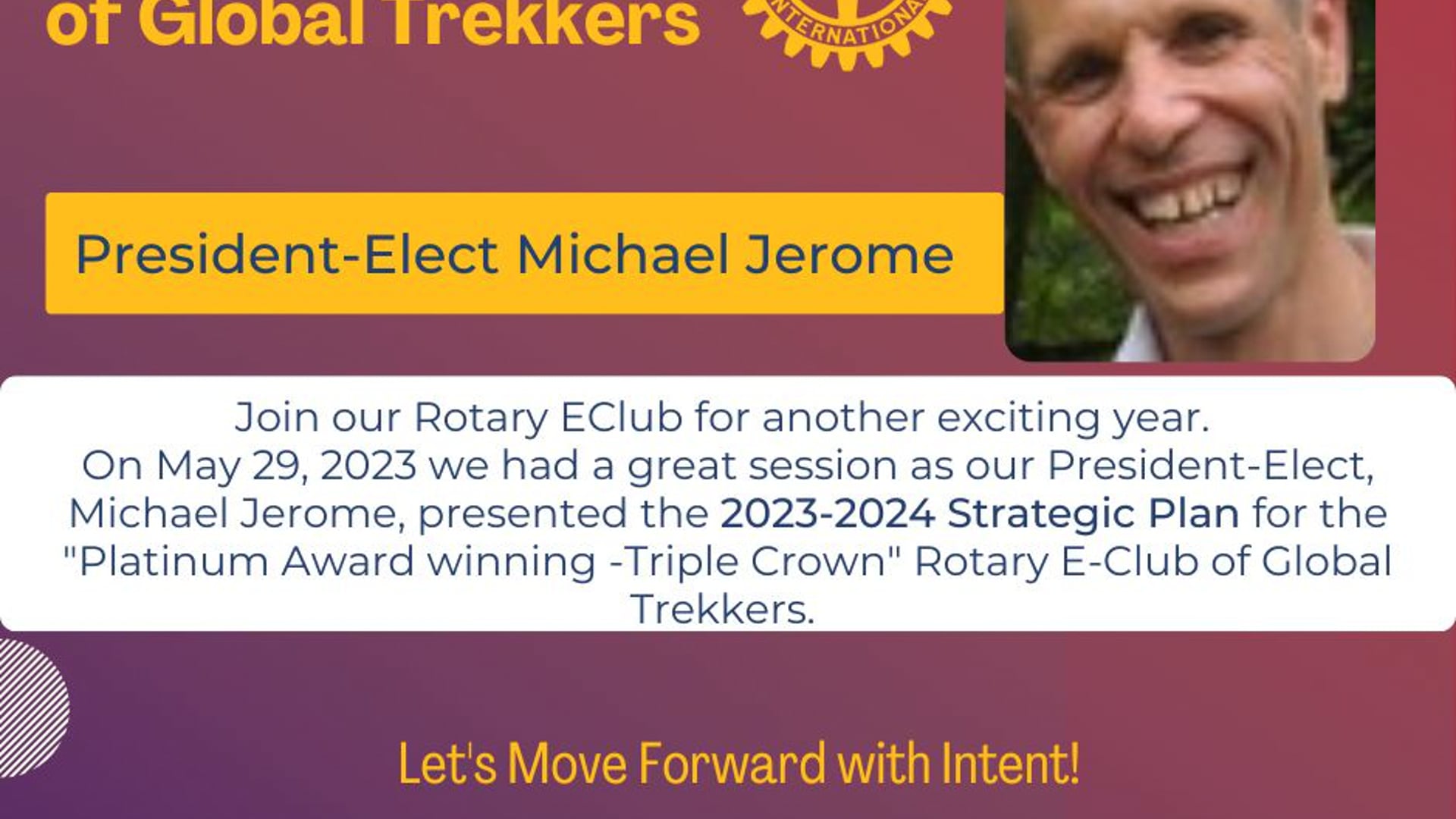 May 29th 2023 Michael Jerome - Strategic Plan for Global Trekkers 2023-24